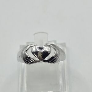 Silver ring, Claddagh without the crown, Irish, Celtic Ring Size 9